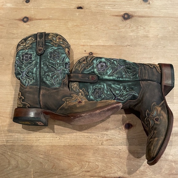 Dan Post Certified Cowgirl Bluebird Wingtip Western Boots Square Toe Size 11 - Picture 2 of 8